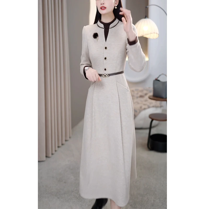 秋冬季加厚高级感女装连衣裙2025年新款时尚气质显瘦高档打底裙子