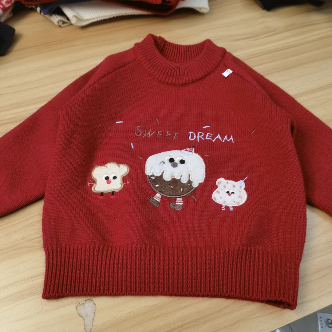 蛋仔圆领男长袖毛衣针织衫卡通打底女童秋冬