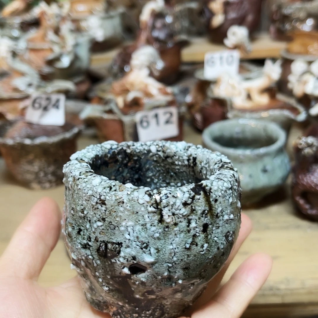 杯柴烧石头手捏杯复烧特价