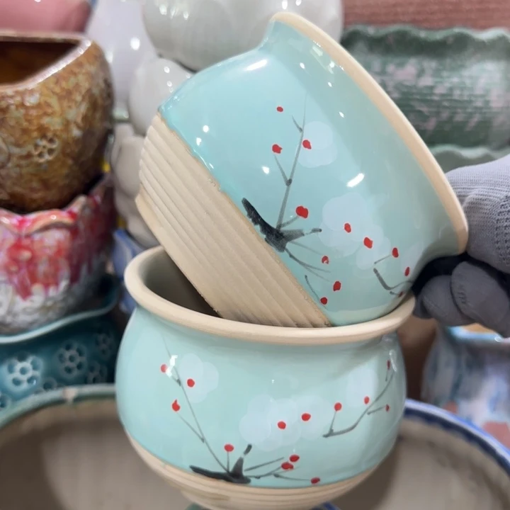 凑9块包邮，有孔，陶瓷花盆