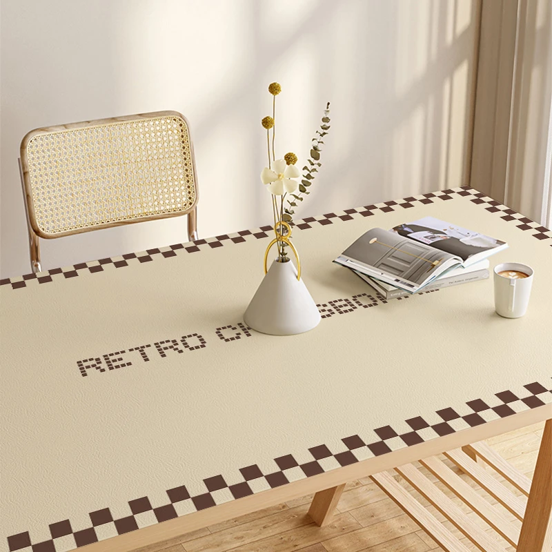 北欧简约轻奢高级感桌布ins风棋盘格免洗防油防水茶几布桌垫台布
