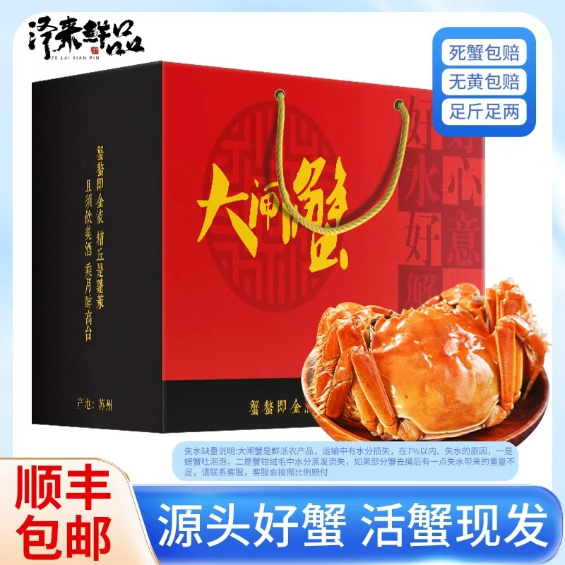 【活蟹现发】大闸蟹全母蟹3.5两10只礼盒装顺丰包邮