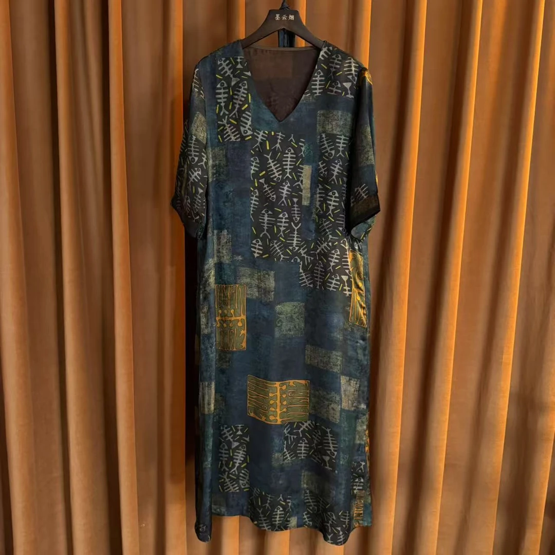 【川缎】新中式时尚国风复古气质连衣裙女装2025夏季新款长裙