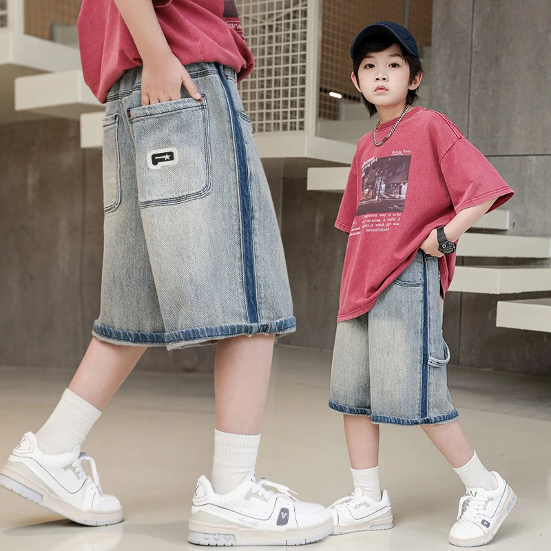 男童夏装牛仔短裤2025新款小孩五七分裤大童夏季裤子薄儿童中裤潮