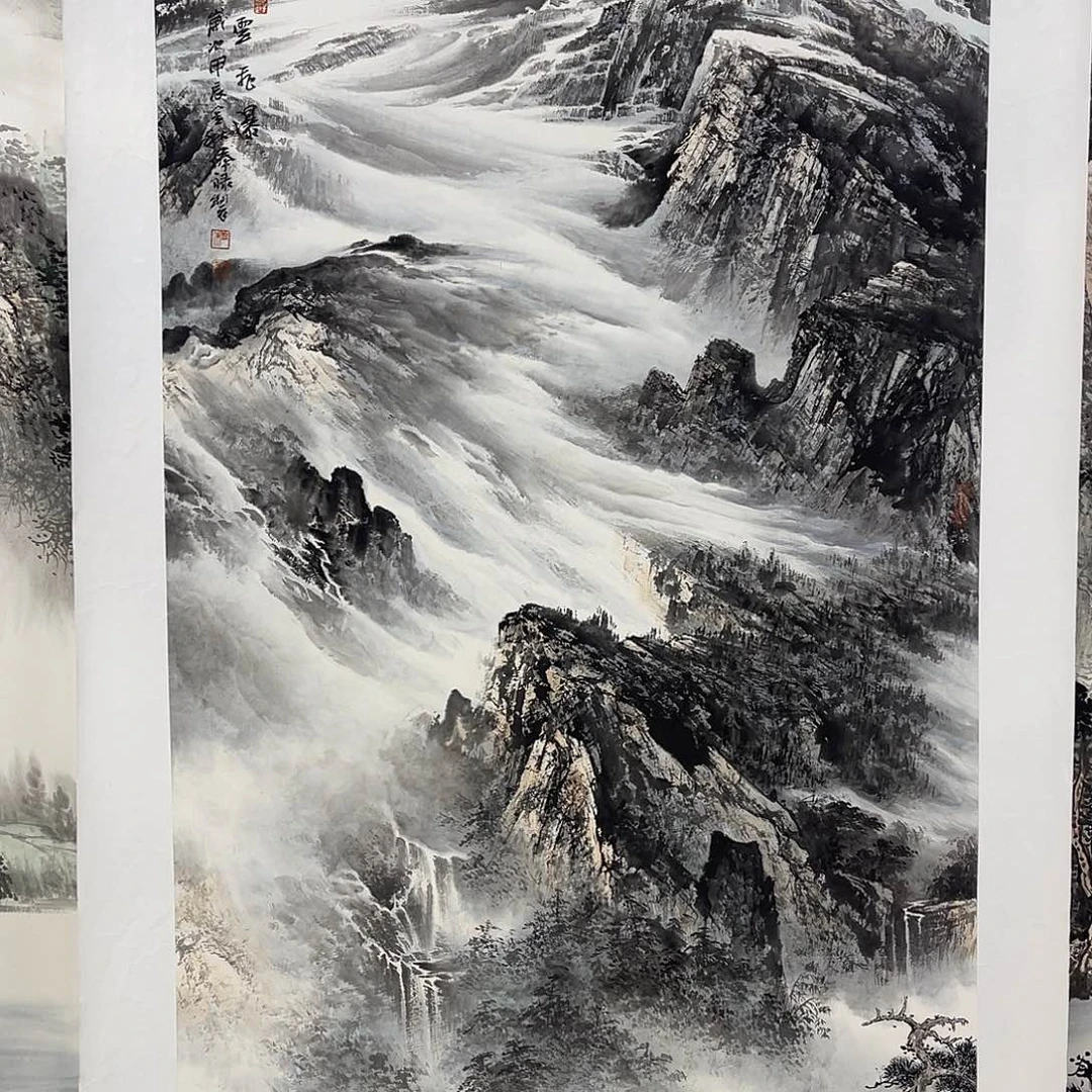 天***道国画黎俸禄140/70水墨山水