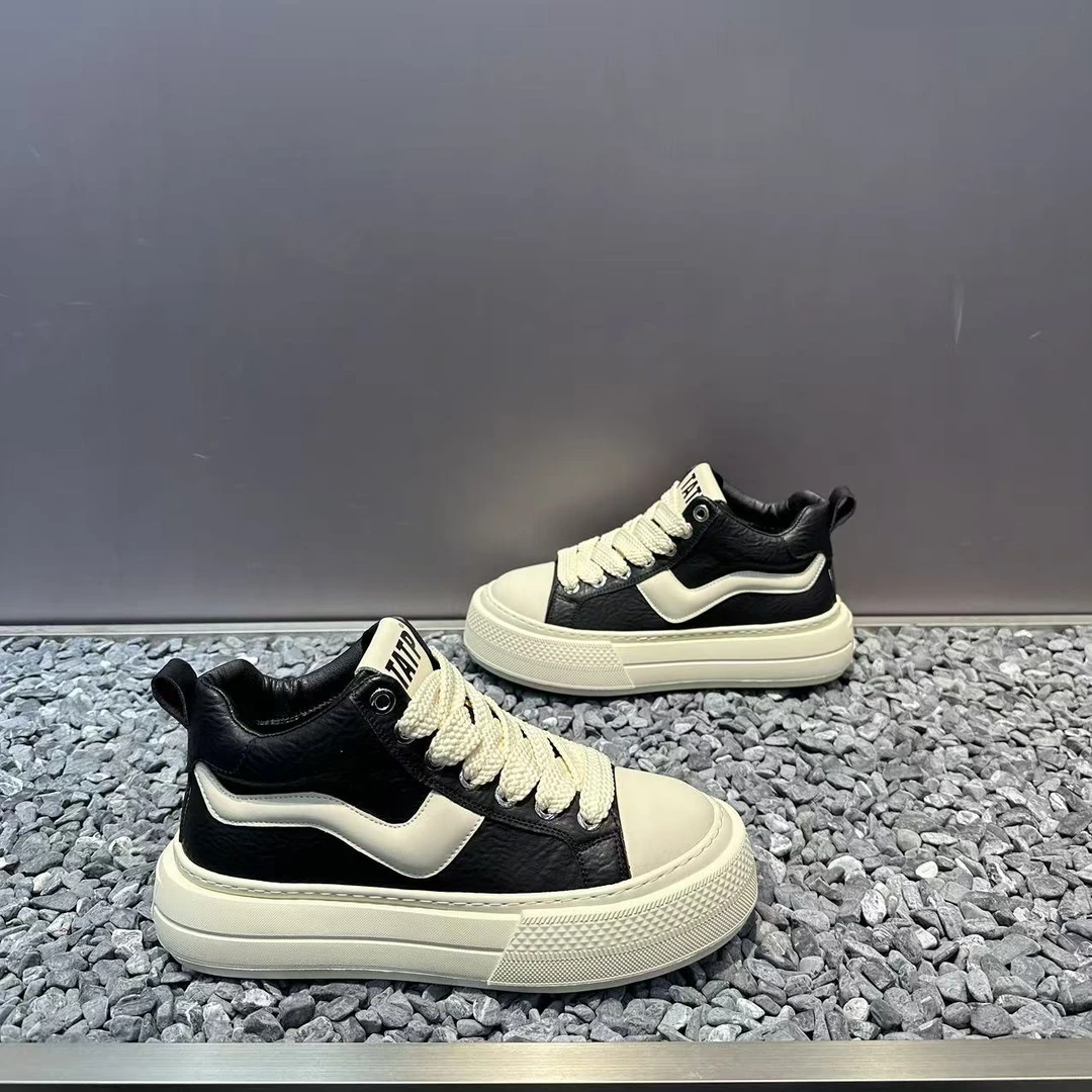 男士中邦系带秋季新款时尚百搭皮面板鞋软底舒适潮男运动休闲鞋