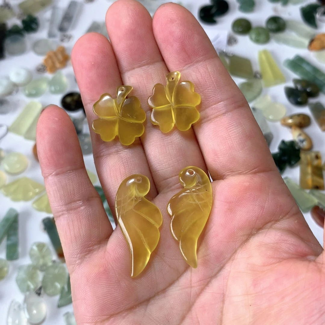 G***o蛇纹石玉未镶嵌耳环