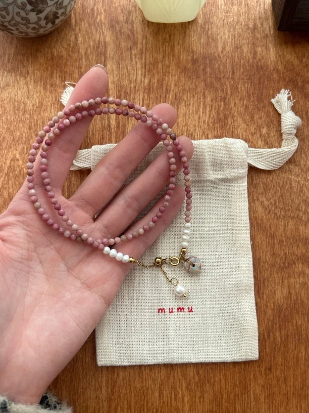 钛钢陶瓷项链 木木部屋 蔷薇粉色项链