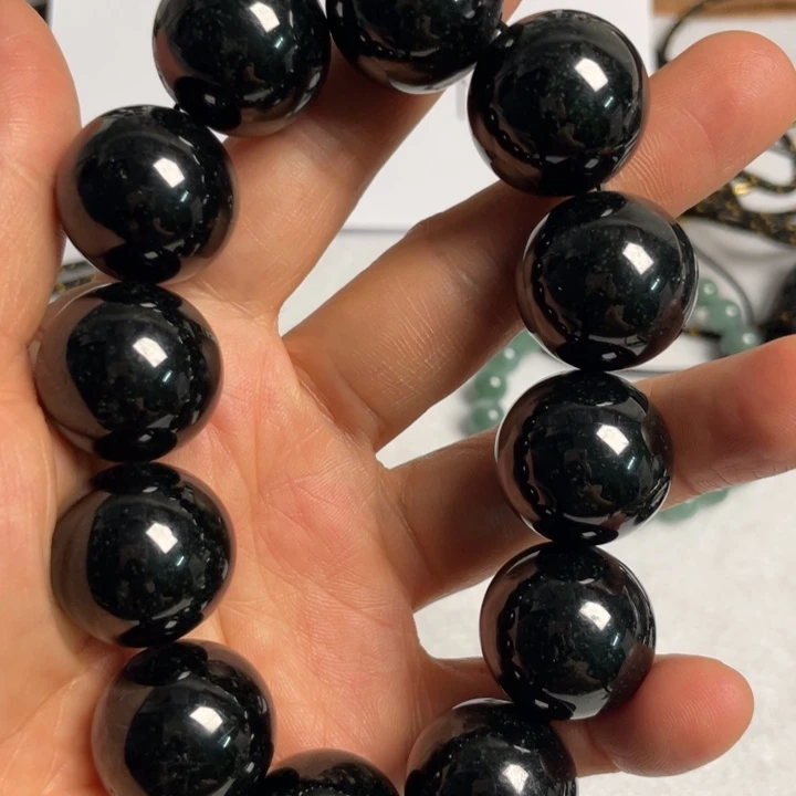 翡翠未镶嵌手串天然缅料墨翠手串