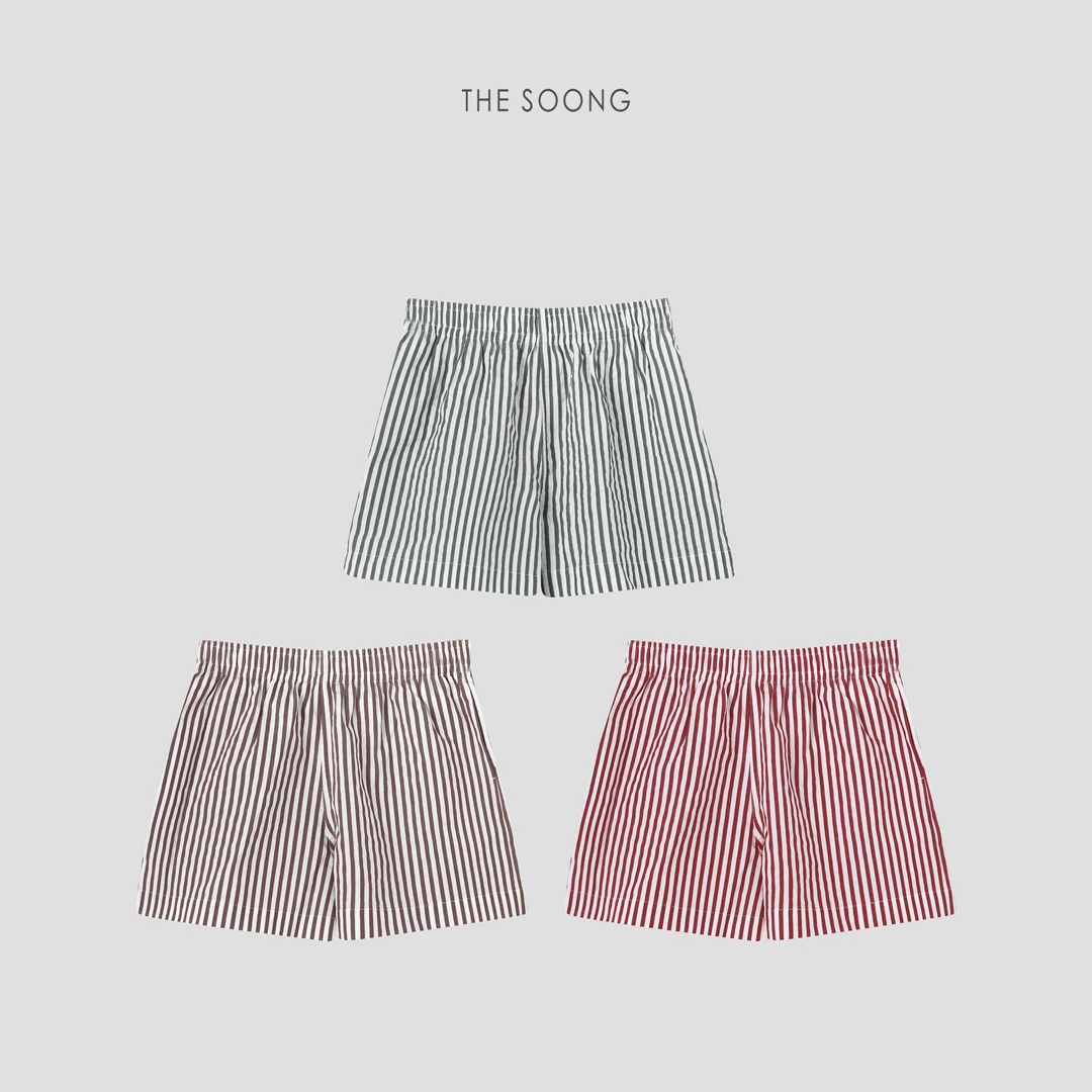 THESOONG|"夏日条纹裤"莱赛尔轻盈裸感撞色条纹肌理短裤HBKZ6591