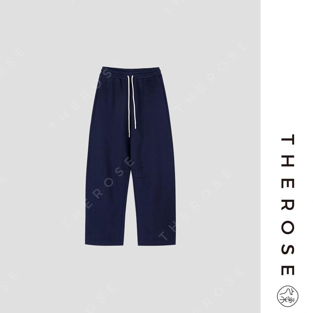 之柔【蓝色暖绒】时尚高密圈圈纱简约舒适休闲裤百搭女士高克重卫裤