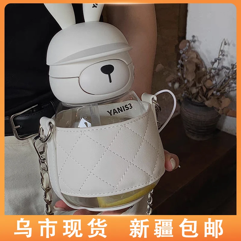 新疆包邮可爱水杯大容量吸管杯子学生便携防摔大肚杯tritan母婴级