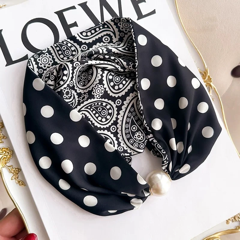 夏季复古双面印花三角丝巾时尚百搭双面印花领巾防晒装饰护颈围巾