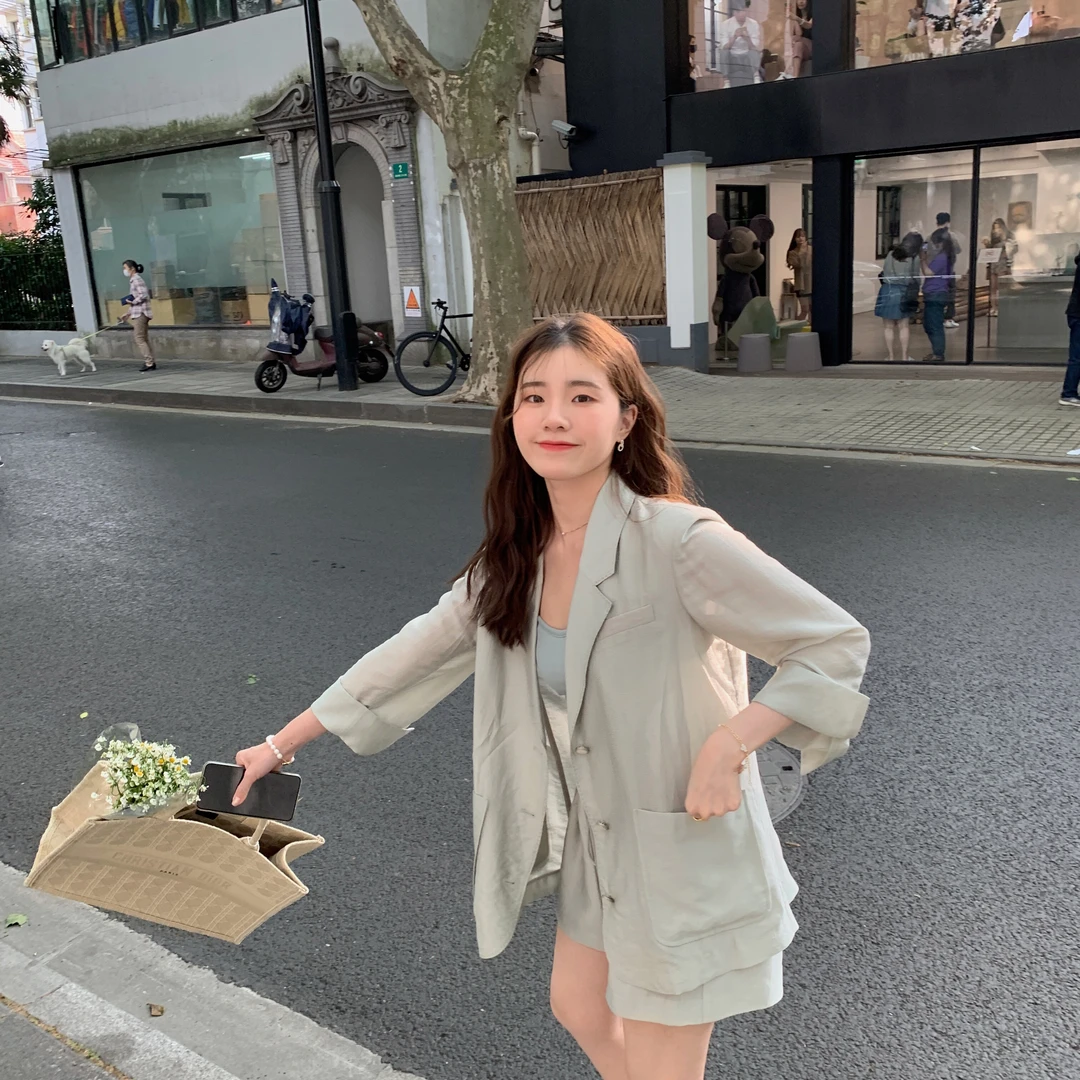 ASM ANNA◆ 自带高光~ 夏日轻薄 微光泽感西装套装A6405