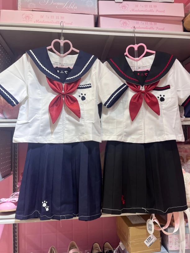 噗噗实体店现货 夏季水手服短袖套装