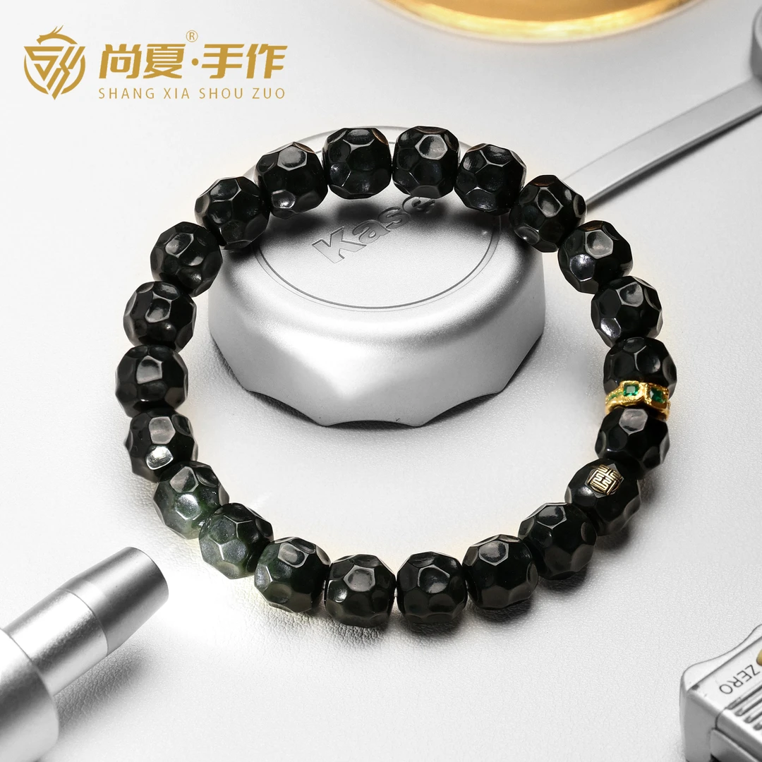 尚夏【玉系列】10MM天然新疆和田玉塔青无相手串