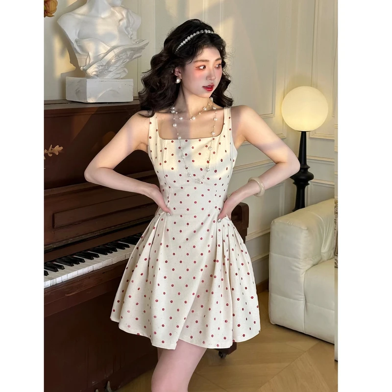 肖夫人【珍妮茶话会短裙】初春法式复古波点夏海边度假连衣裙 SS193