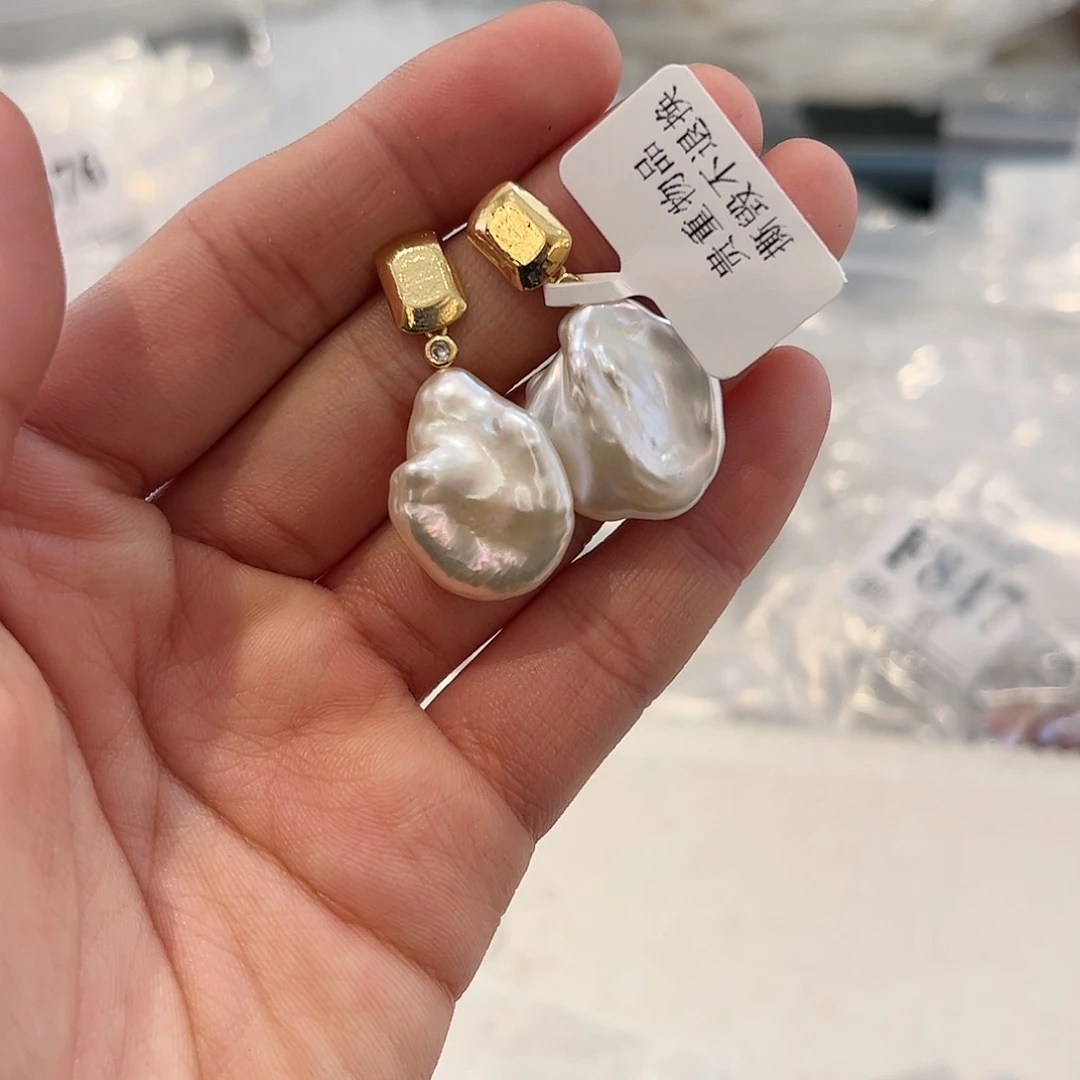 淡水珍珠耳饰合金