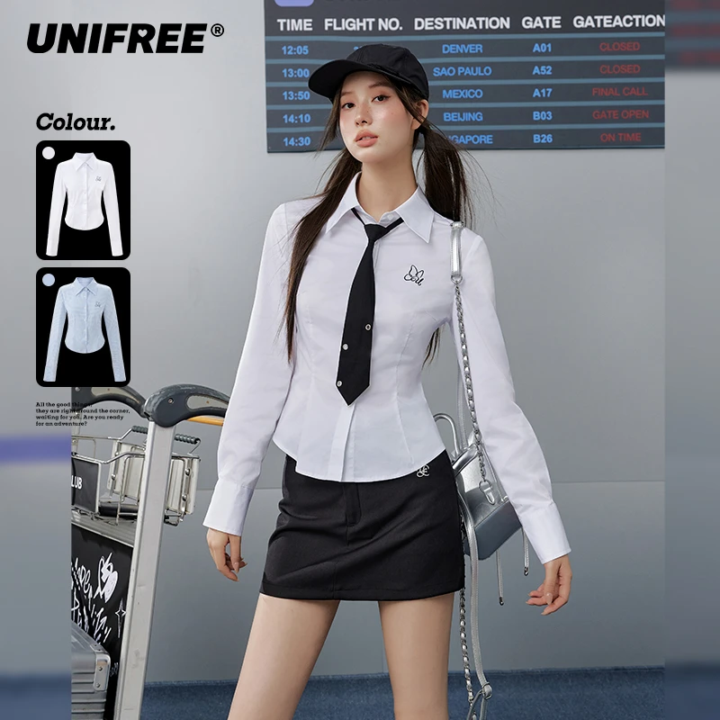 0028【金拐子专属】UNIFREE学院风长袖衬衣U251D305C1Z1
