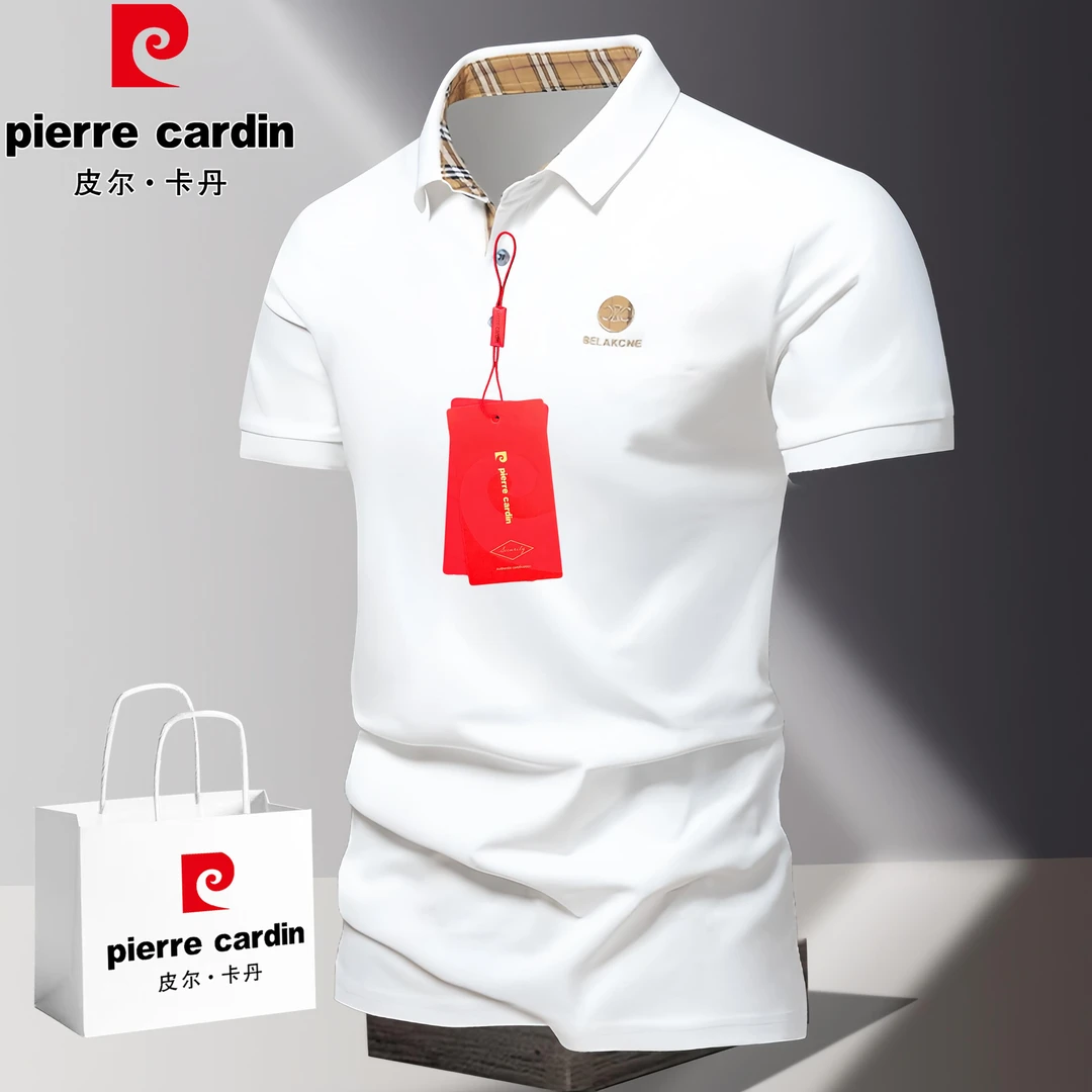 皮尔卡丹男士轻商务休闲翻领POLO衫夏季新款刺绣百搭纯色短袖t恤