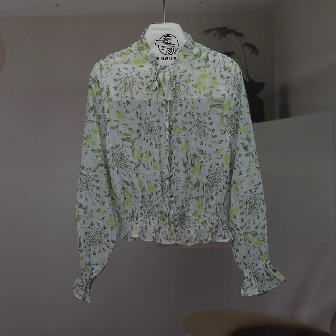 【10407】高品质原创设计浅绿色百搭显瘦风格短款上衣杰