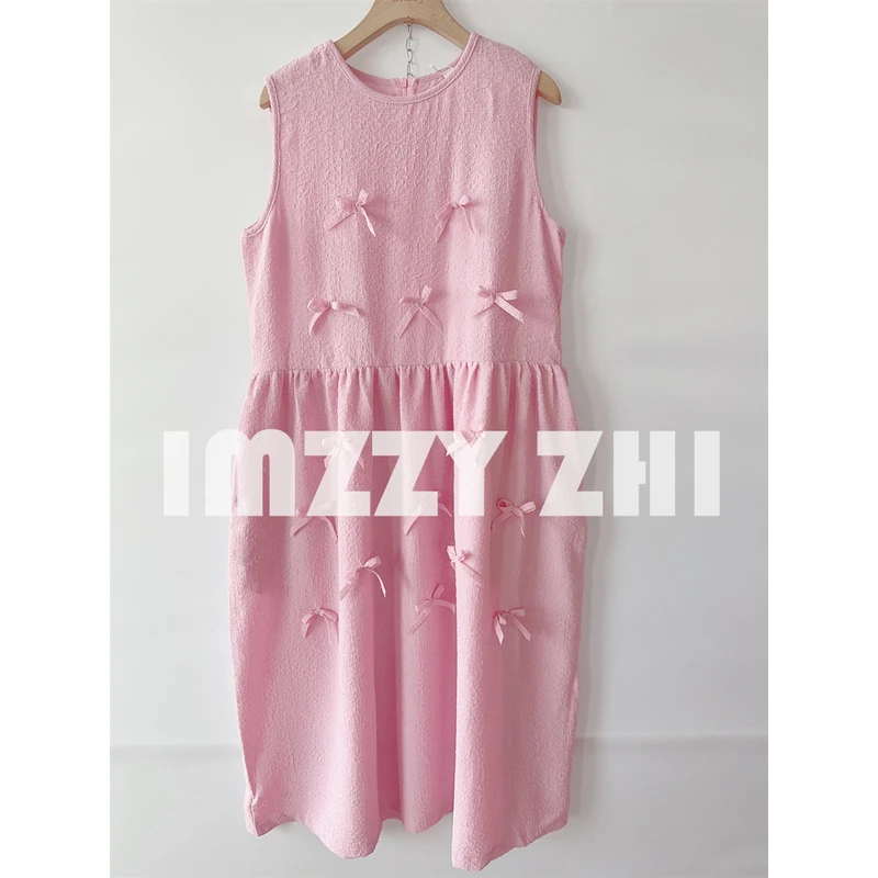 【张静芝】温柔淑女立体蝴蝶结粉嫩背心花苞连衣裙