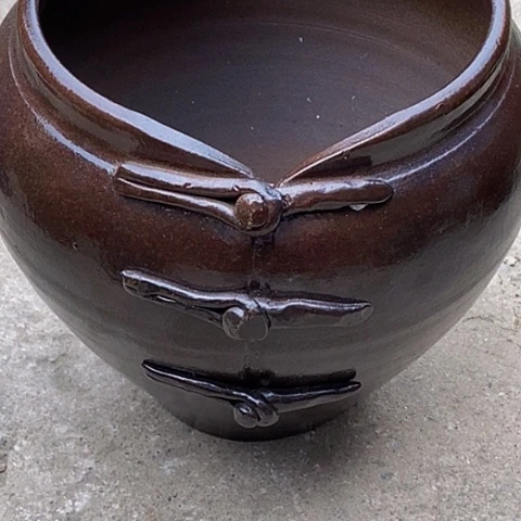 紫砂花盆口23高度26.5手工瑕疵