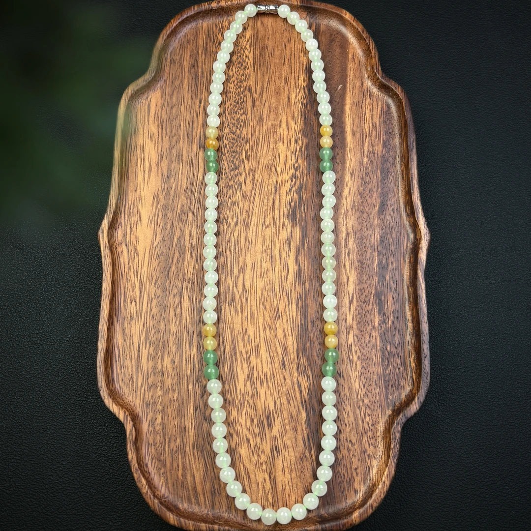 279637/天然石英岩质玉圆珠链  多样性一件发