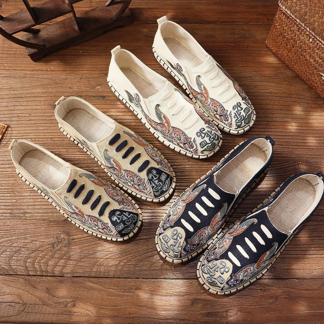 汉服新老手工男民族风千层底绣花休闲正宗北京老布鞋女款
