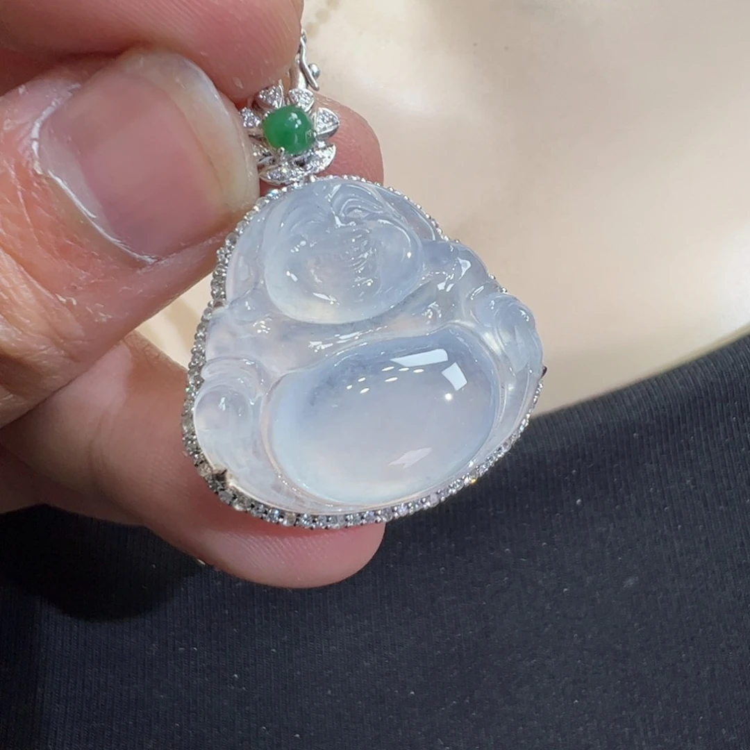 翡翠吊坠(不含链)18K金镶嵌