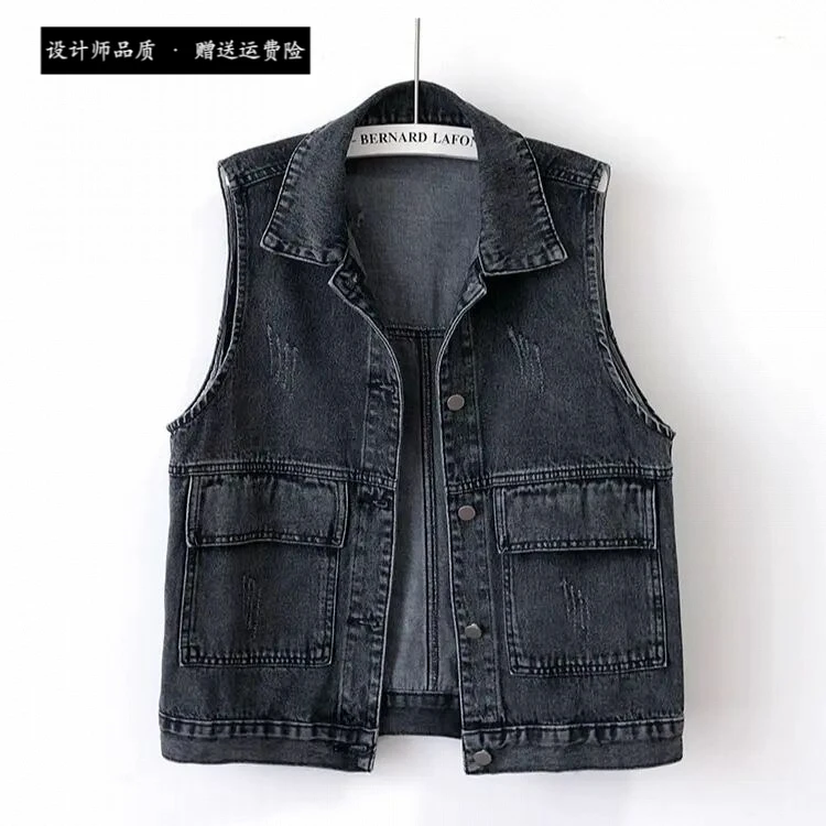 马甲女款外穿2025春夏新品牛仔马甲女短款简约宽松背心上衣1725#