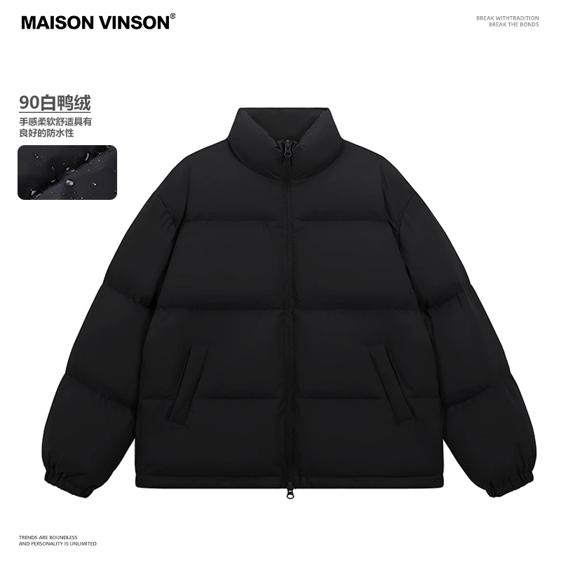 MAISON VINSON羽绒服男女款2024冬白鸭绒加厚保暖情侣装短款外套