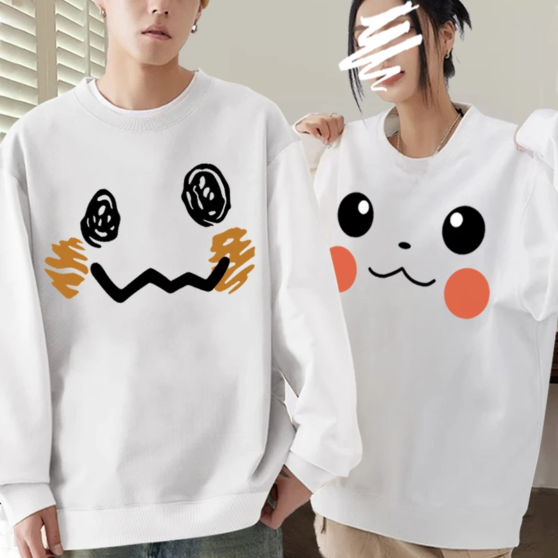 卡通印花情侣卫衣男女长袖T恤加绒休闲百搭衣服开松百搭动漫周边