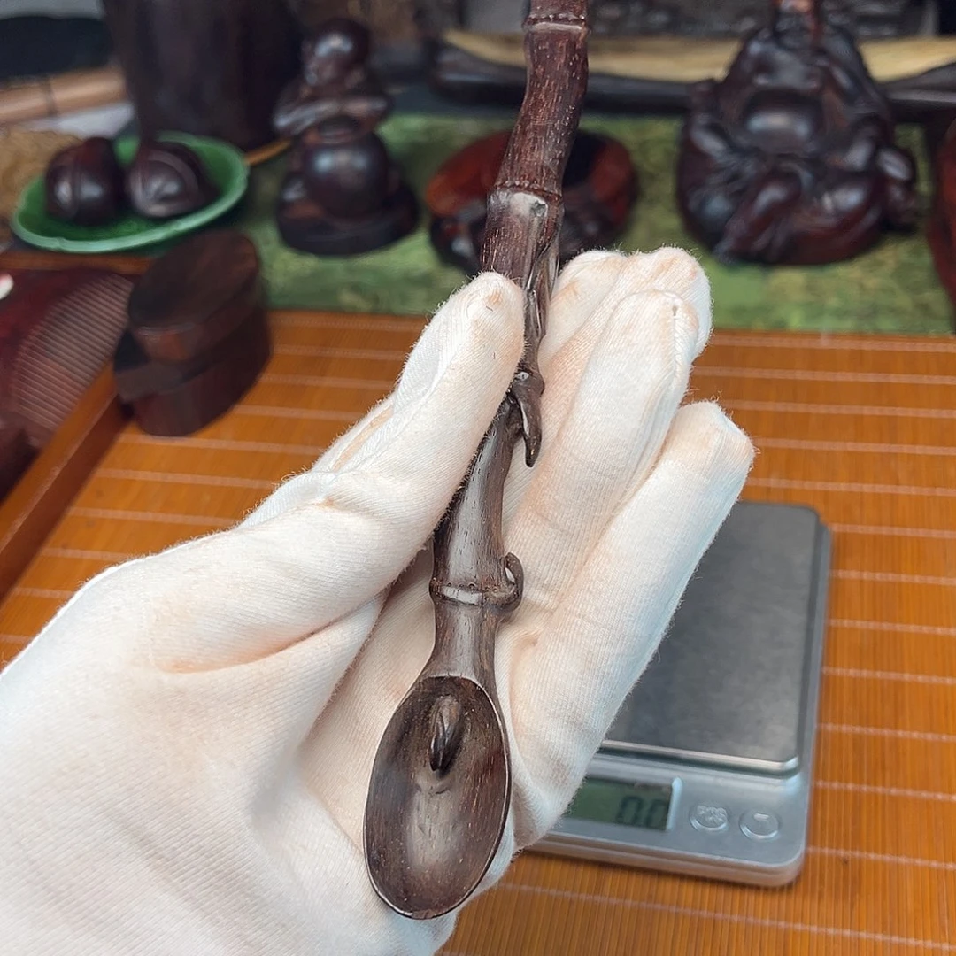 檀香紫檀（小叶紫檀）茶勺带金星