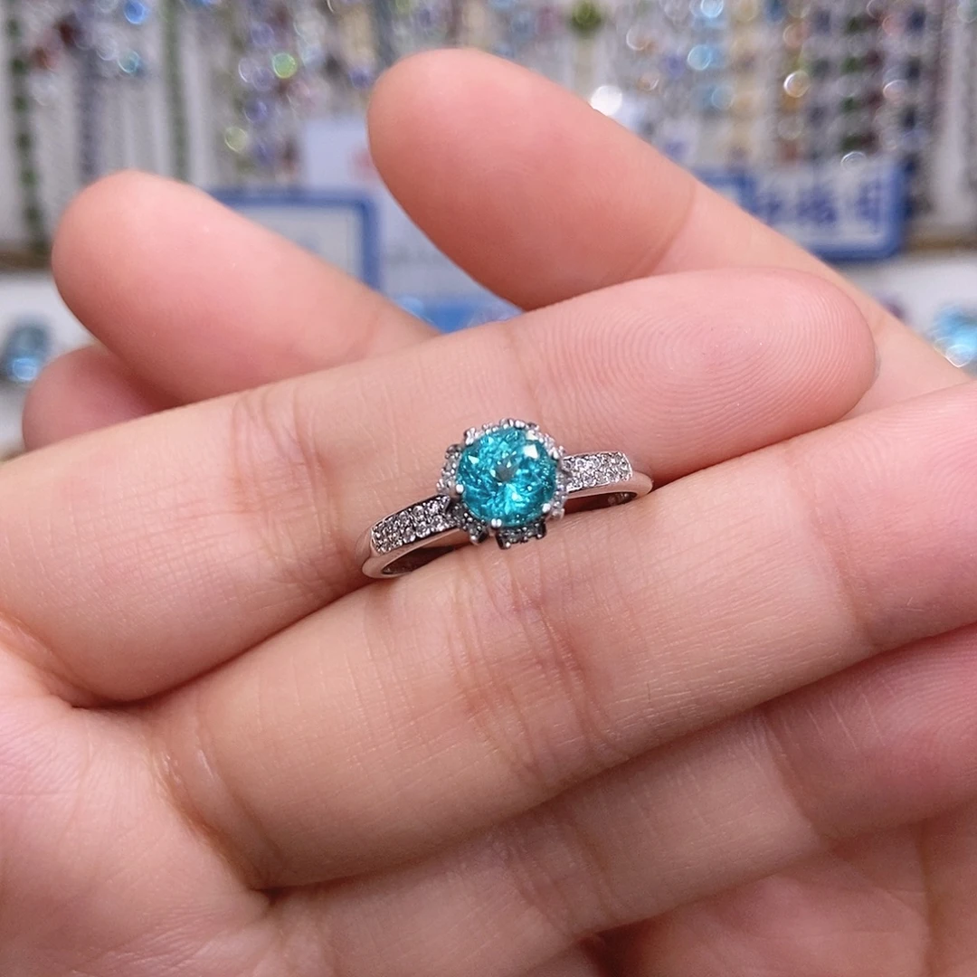 银S925镶嵌开口戒指磷灰石