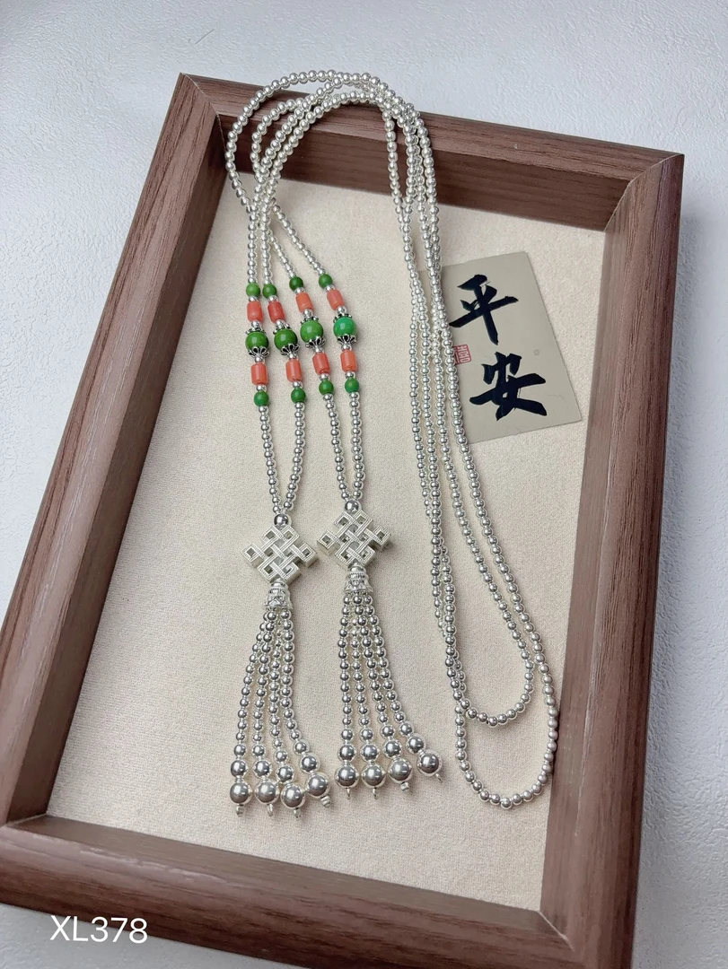 925银银制品 纯银民族风吉祥如意毛衣链