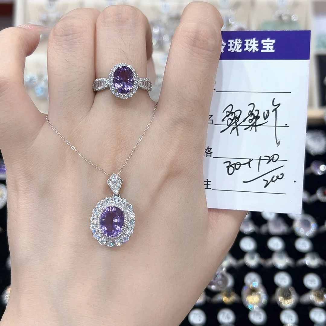 紫晶戒指银S925镶嵌-**吖戒指