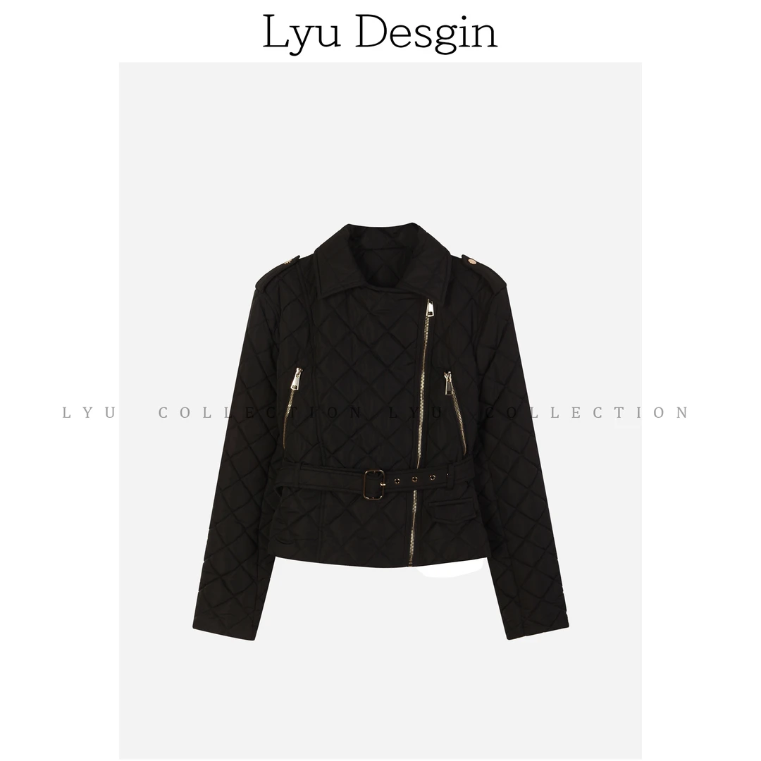 LYU【西尔维纳】设计感翻领菱格拉链收腰棉服外套预VVQ4WT5639
