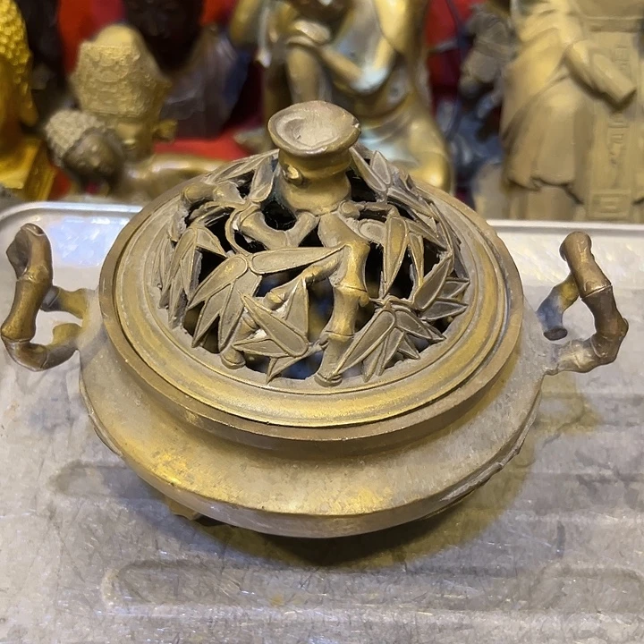 高***云黄铜摆件，文房工艺品摆件