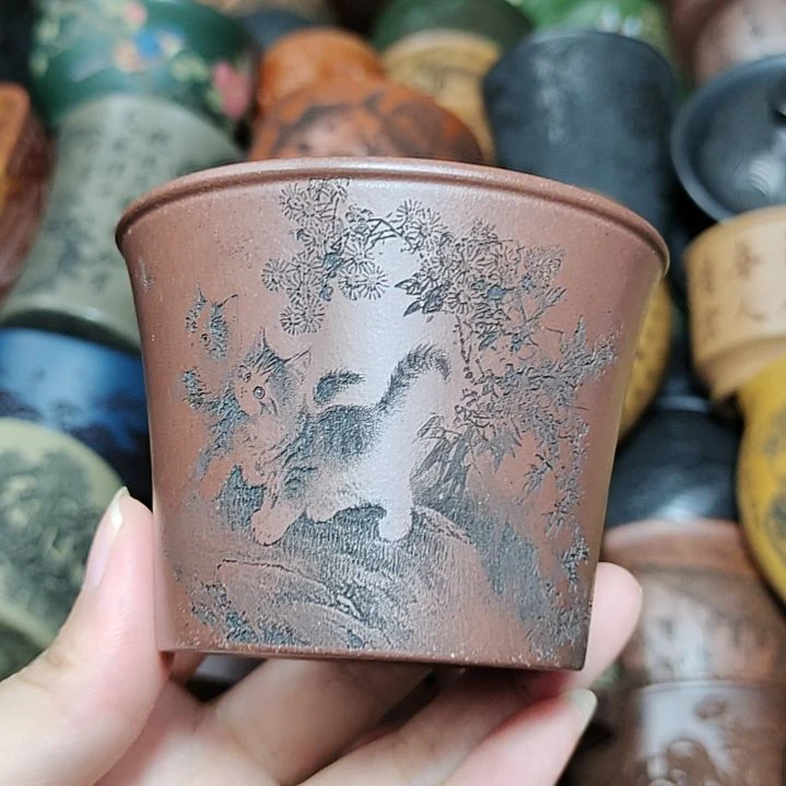 茶杯紫砂宜兴紫砂原矿正品