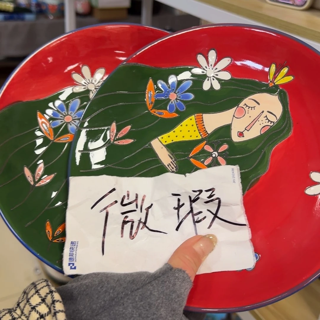 瓷片花***花瑕疵8英寸女王浅盘2只