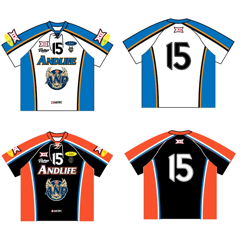 ANDLIFE品牌原创美式潮牌橄榄球拼接撞色老鹰球衣重磅短袖街舞T