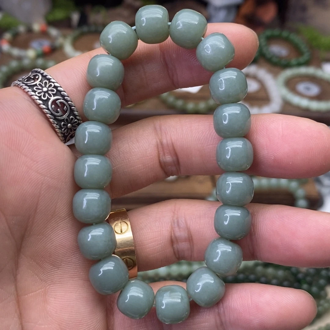 和田玉未镶嵌戒指卡10且末蓝老型珠