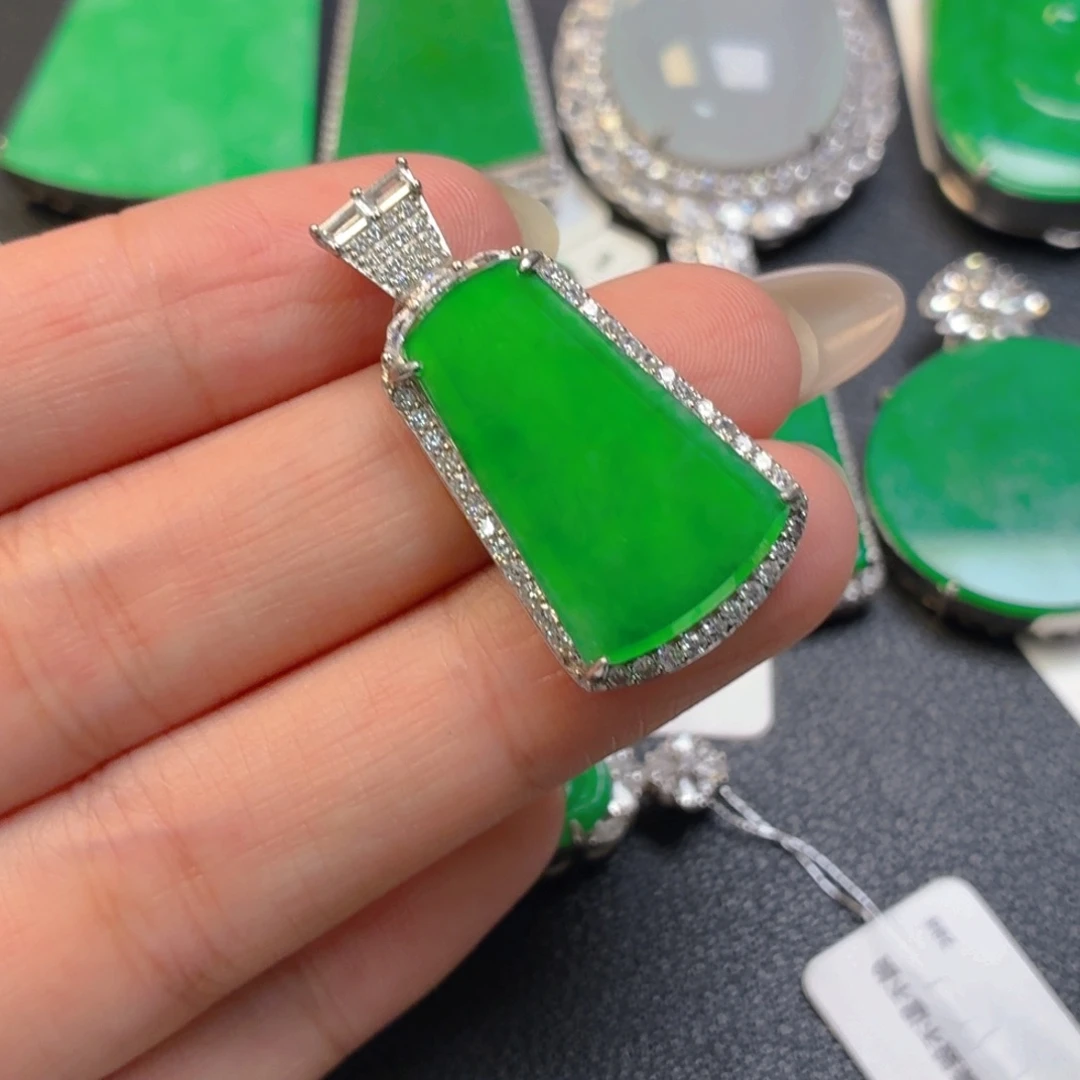 翡翠银S925镶嵌吊坠(不含链)