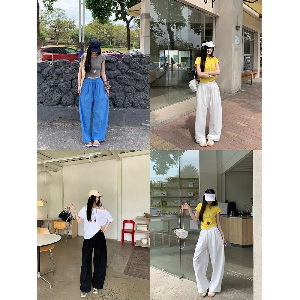 【蓬蓬弯刀呼吸裤】美式空气休闲显瘦阔腿弯刀裤女抽绳香蕉裤21039