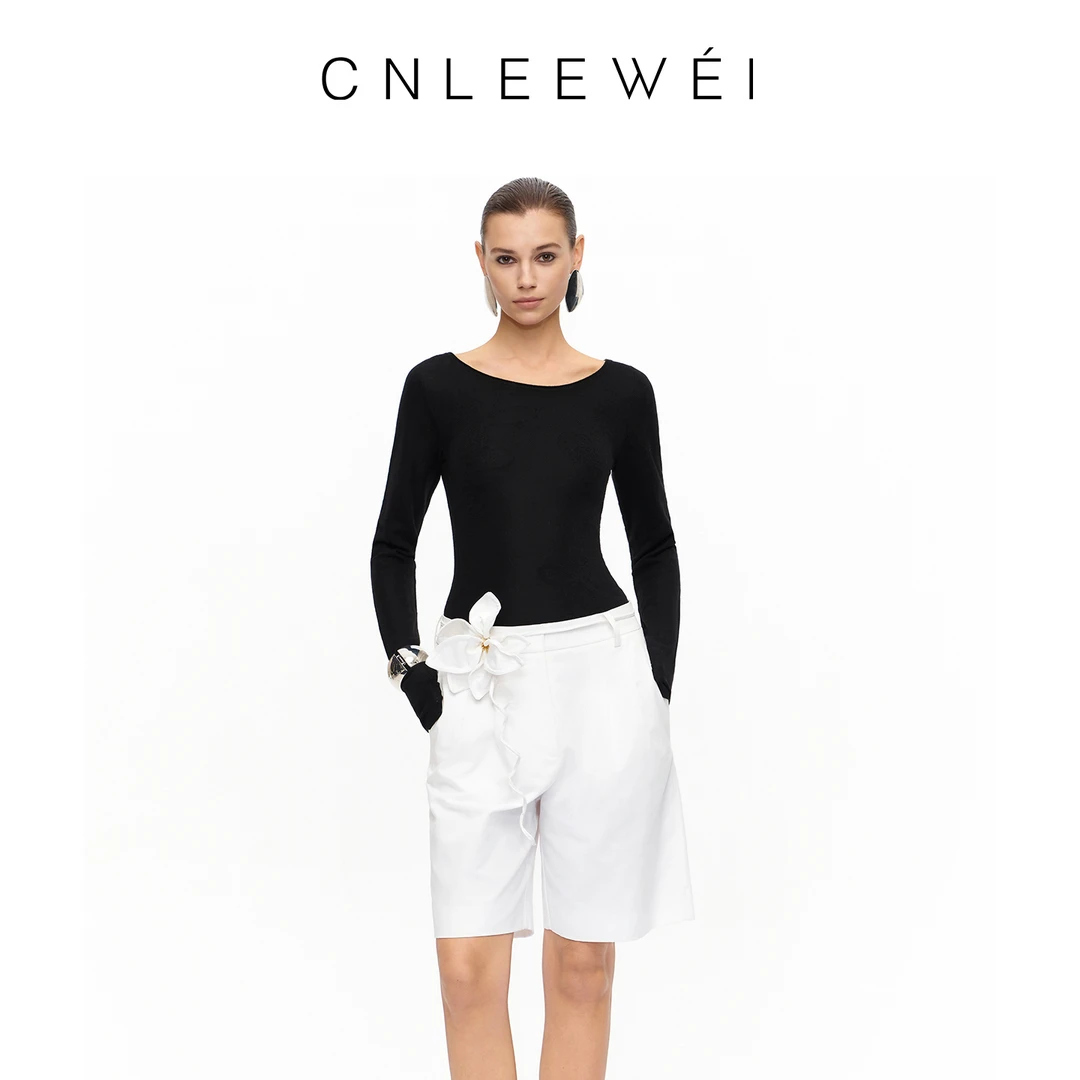 CNLEEWEI  25AW  提花毛织打底上衣显瘦百搭简约长袖