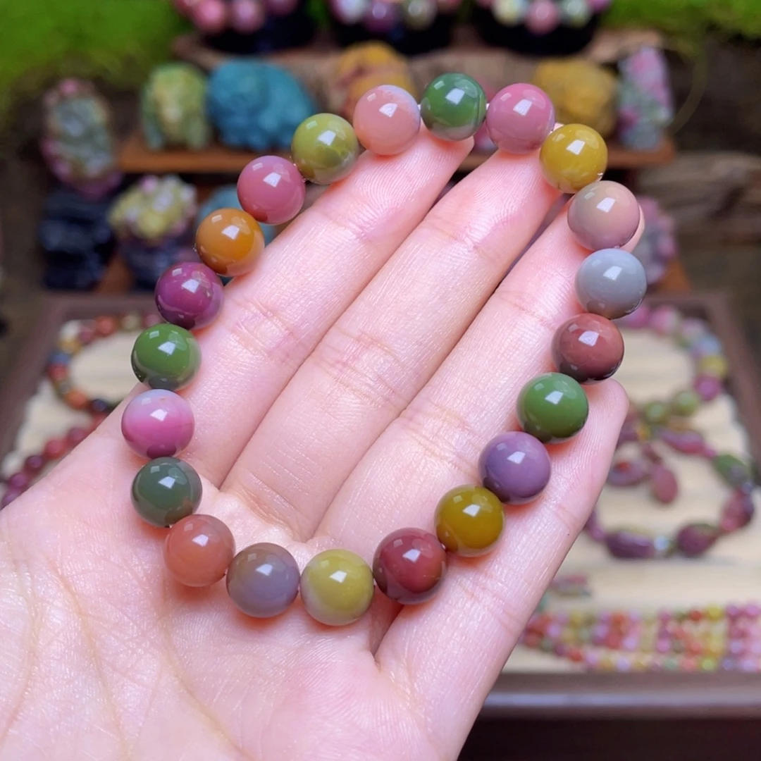 玛瑙/玉髓未镶嵌手串盐源玛瑙艳丽色串