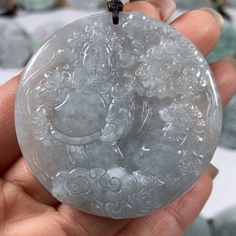 翡翠颈饰未镶嵌山水财神爷福利