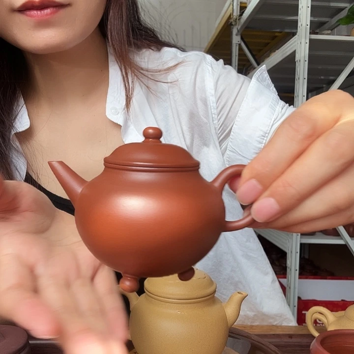 无***言紫砂茶壶三足水平160cc