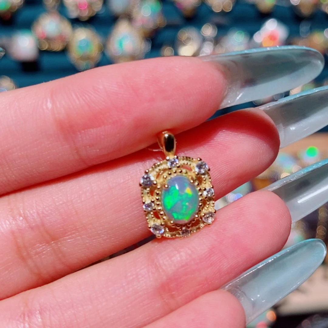 银S925镶嵌欧泊吊坠